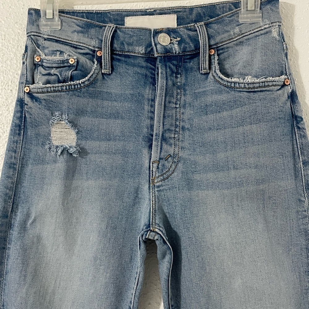 MOTHER SUPERIOR The Tomcat Ripped Crop Straight Leg Jeans 25 - Picture 7 of 16